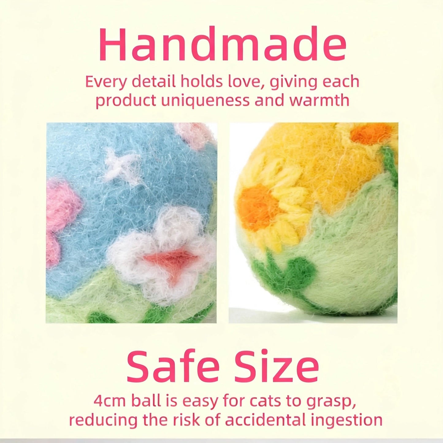 3-Pack 100% Wool Pets Felt Balls Needle Felting Dryer Balls