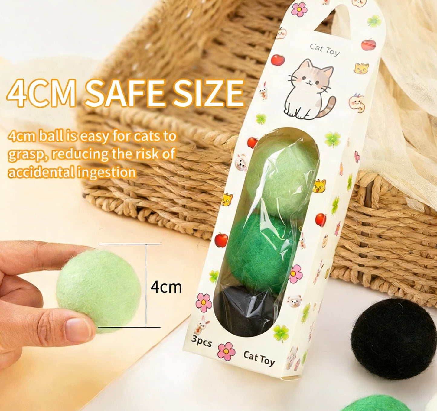 3-Pack 100% Wool Pets Felt Balls Needle Felting Dryer Balls